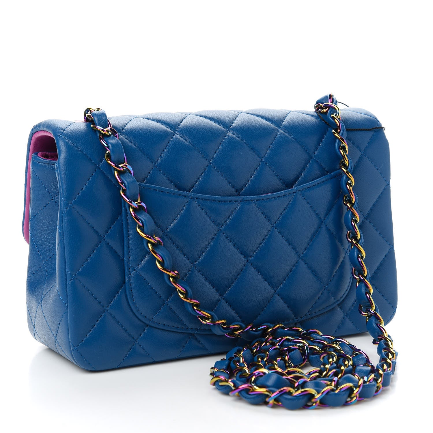 Chanel Lambskin Quilted Mini Rectangular Flap Blue Purple 3 of 10