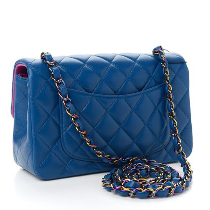 Chanel Lambskin Quilted Mini Rectangular Flap Blue Purple 3 of 10