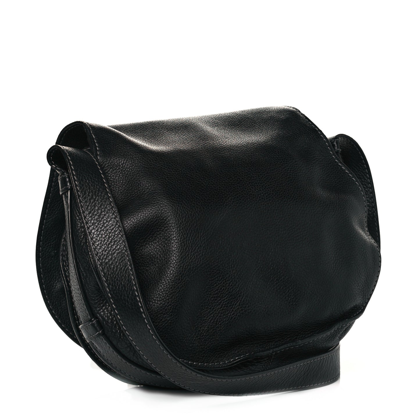 Calfskin Medium Marcie Round Crossbody Bag Black