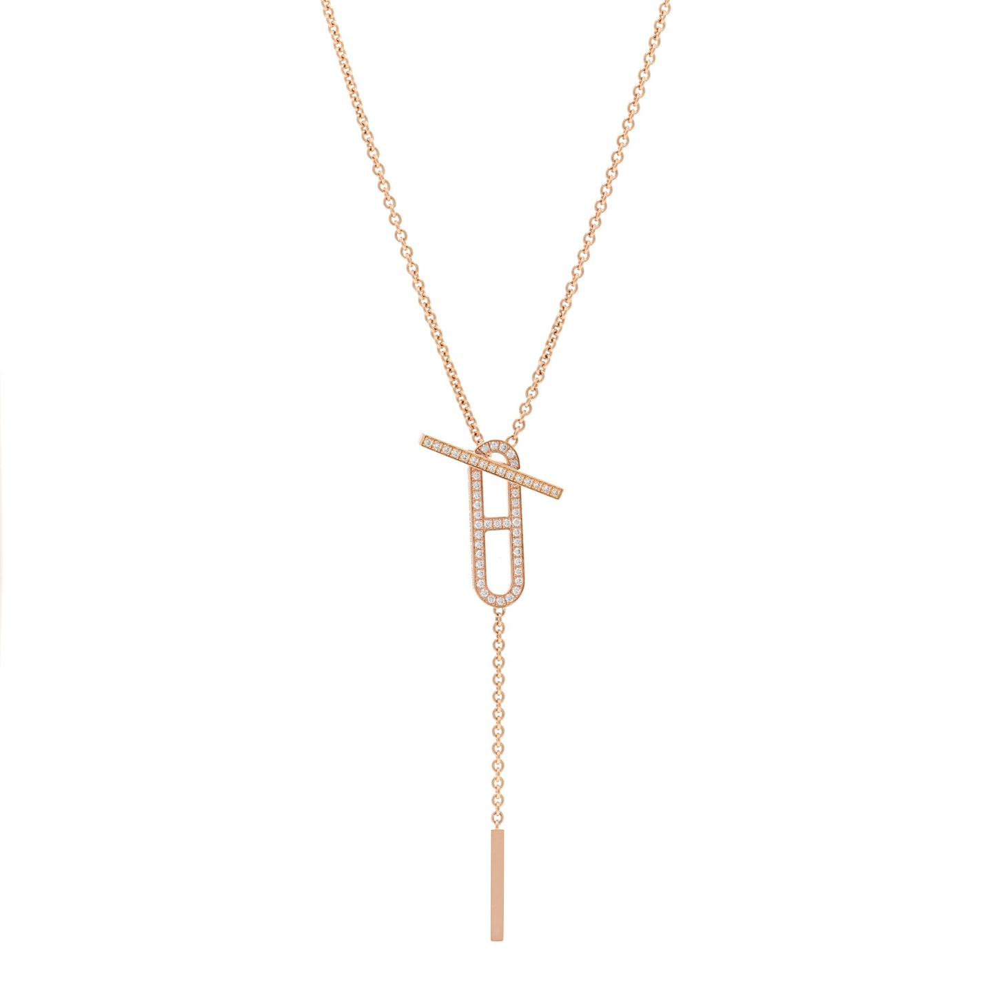 18K Rose Gold Diamond PM Ever Chaine D'Ancre Necklace SH