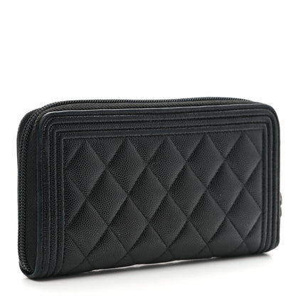 Chanel Caviar Quilted Boy Long Zip Around Wallet Black 3 of 9