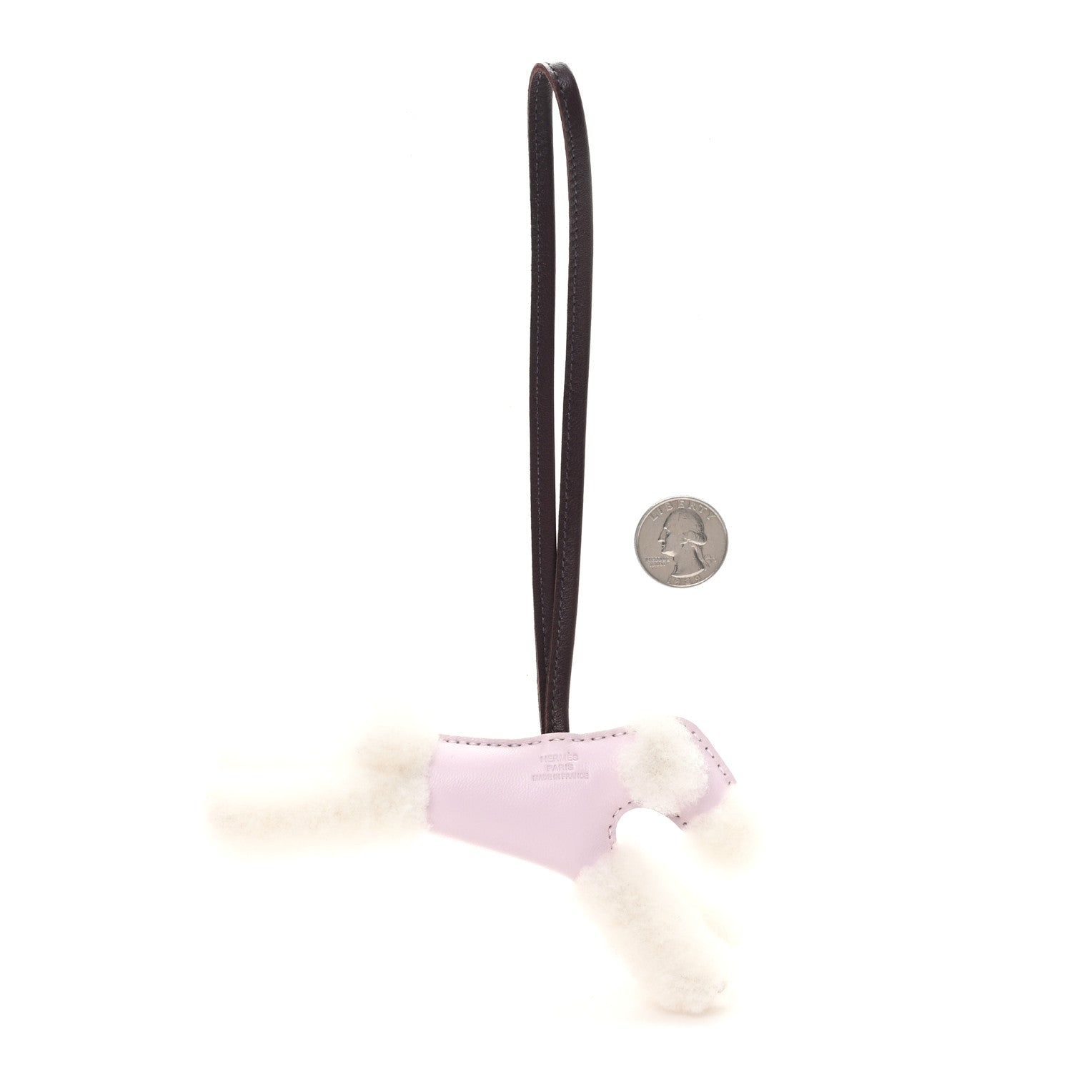 Hermes Milo Lambskin Shearling Budy Charm Mauve Pale Rouge Sellier 2 of 4