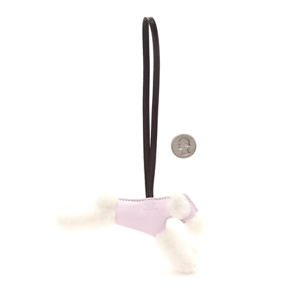 Hermes Milo Lambskin Shearling Budy Charm Mauve Pale Rouge Sellier 2 of 4