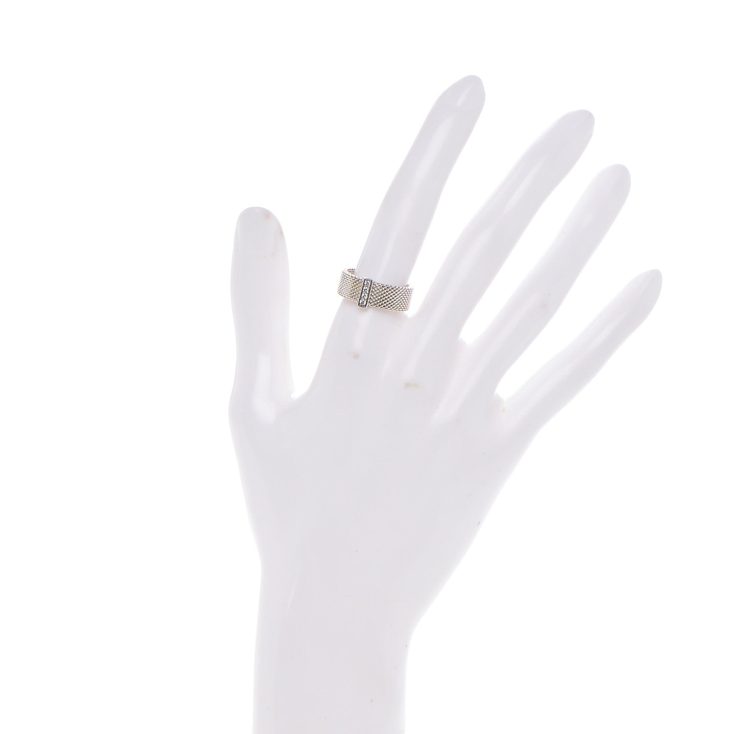 Tiffany Sterling Silver Diamond Mesh Somerset Ring 54 7 2 of 5