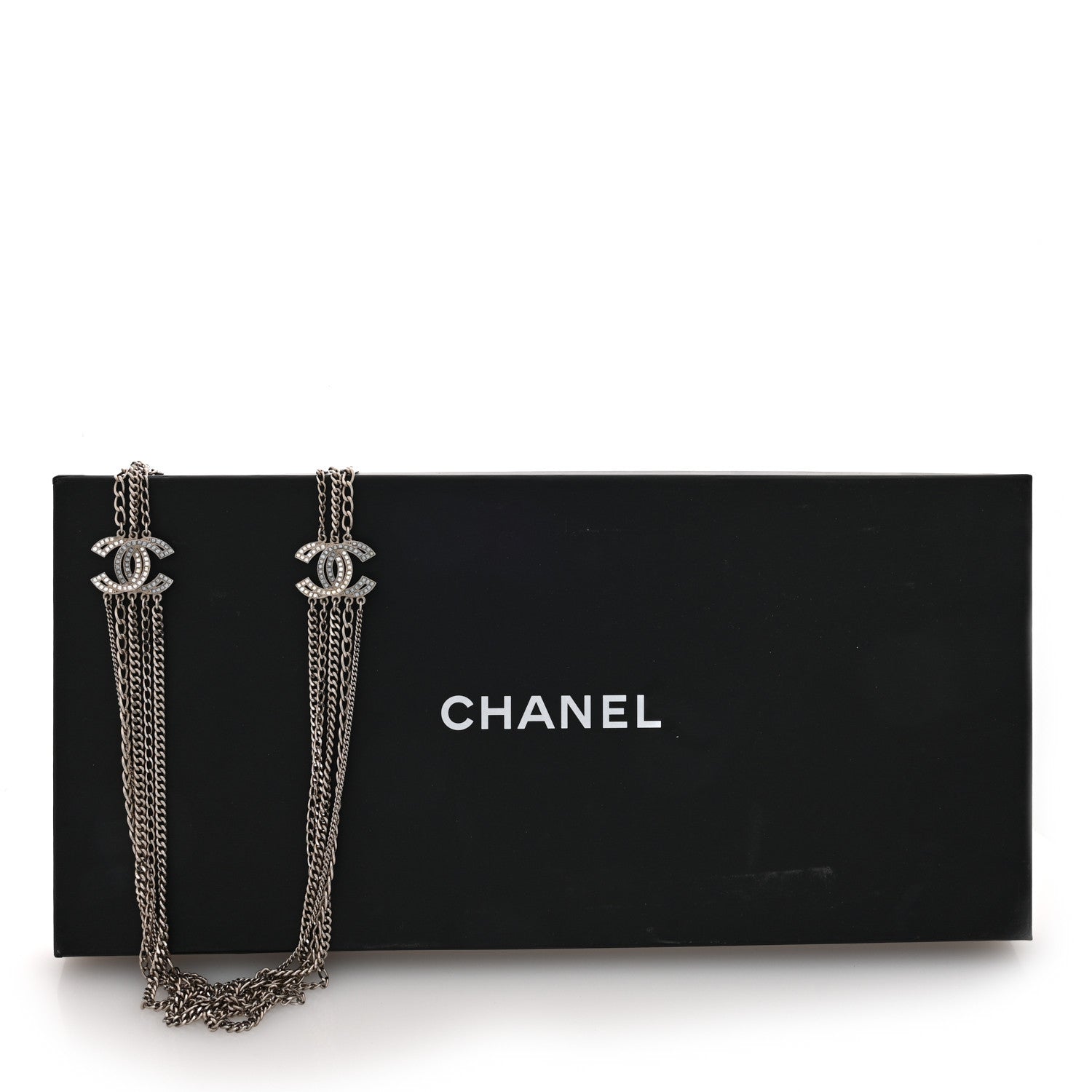 Chanel Baguette Crystal CC Multi Strand Long Chain Necklace Gold 5 of 5