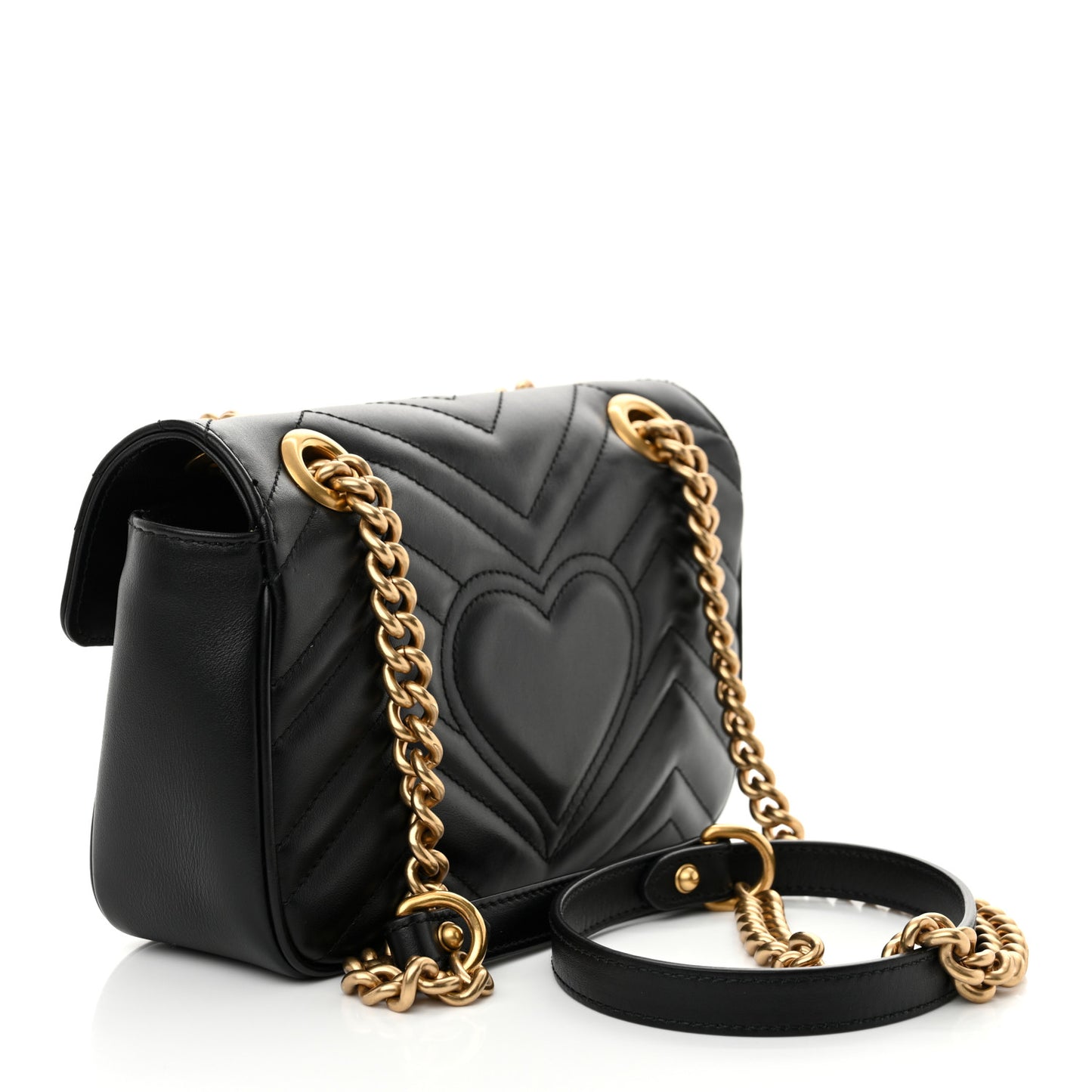 Calfskin Matelasse Mini GG Marmont Shoulder Bag Black