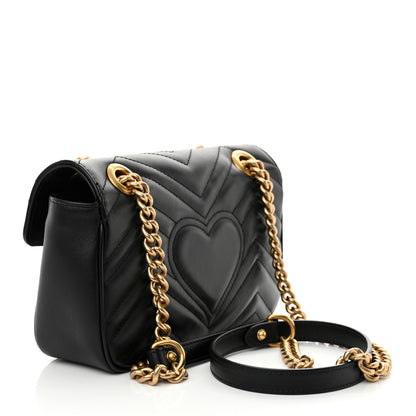 Gucci Calfskin Matelasse Mini GG Marmont Shoulder Bag Black 3 of 10