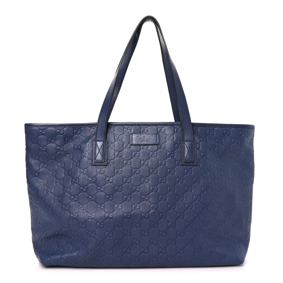 Gucci Guccissima Medium Zippered Shopping Tote Blue 1 of 10