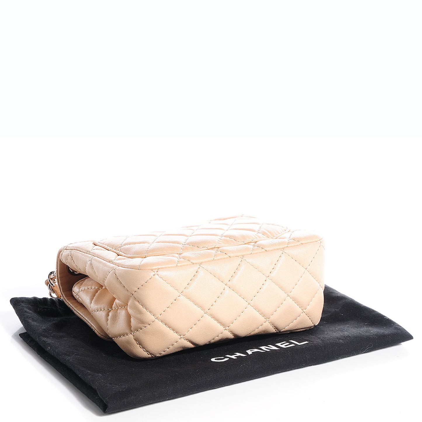 Lambskin Quilted Mini Square Flap Beige
