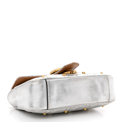 Gucci Metallic Calfskin Matelasse Studded Mini Pearly GG Marmont Shoulder Bag Silver 4 of 10