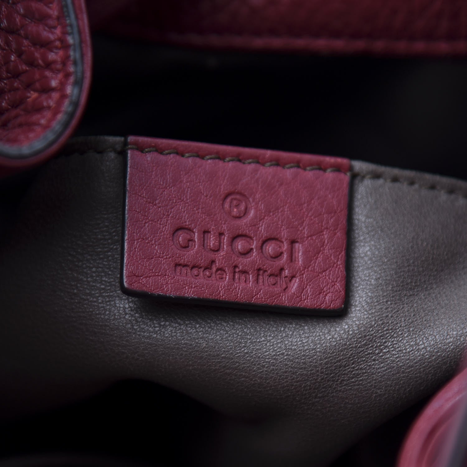 Gucci Pebbled Calfskin Miss Bamboo Bucket Bag Burgundy 5 of 10