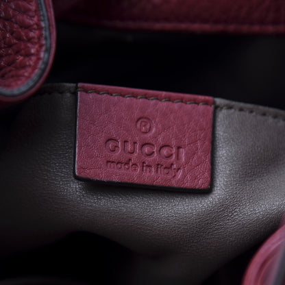Gucci Pebbled Calfskin Miss Bamboo Bucket Bag Burgundy 6 of 11