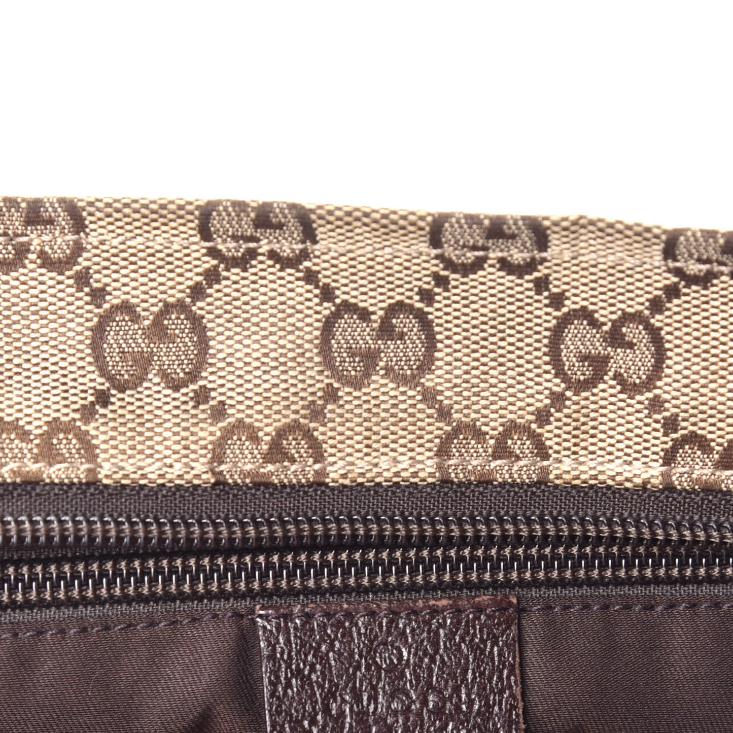 GG Monogram Medium Web Handle Bucket Tote Dark Brown