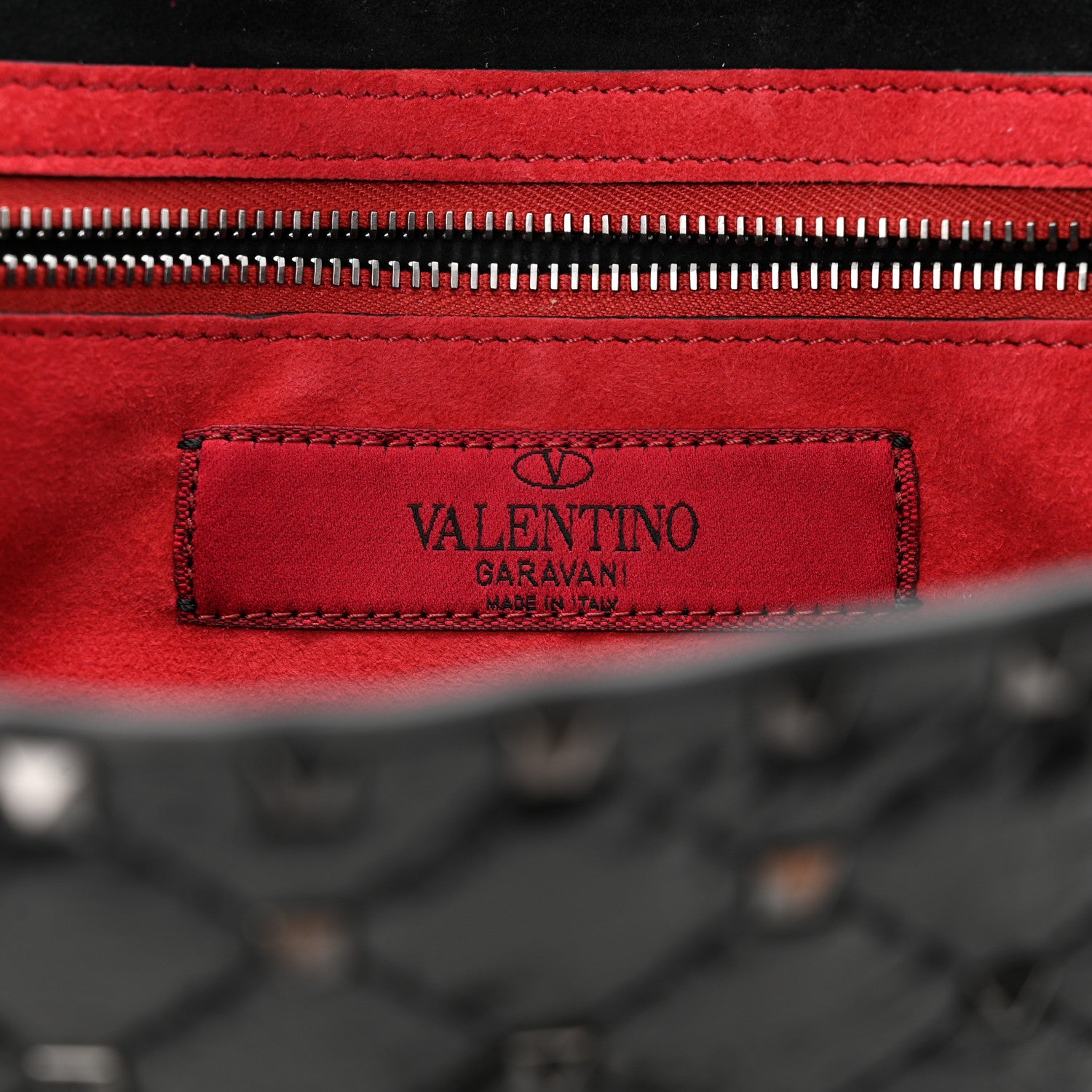 Valentino Garavani Craquele Nappa Rockstud Spike Wallet on Chain Black 6 of 9