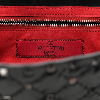 Valentino Garavani Craquele Nappa Rockstud Spike Wallet on Chain Black 6 of 9