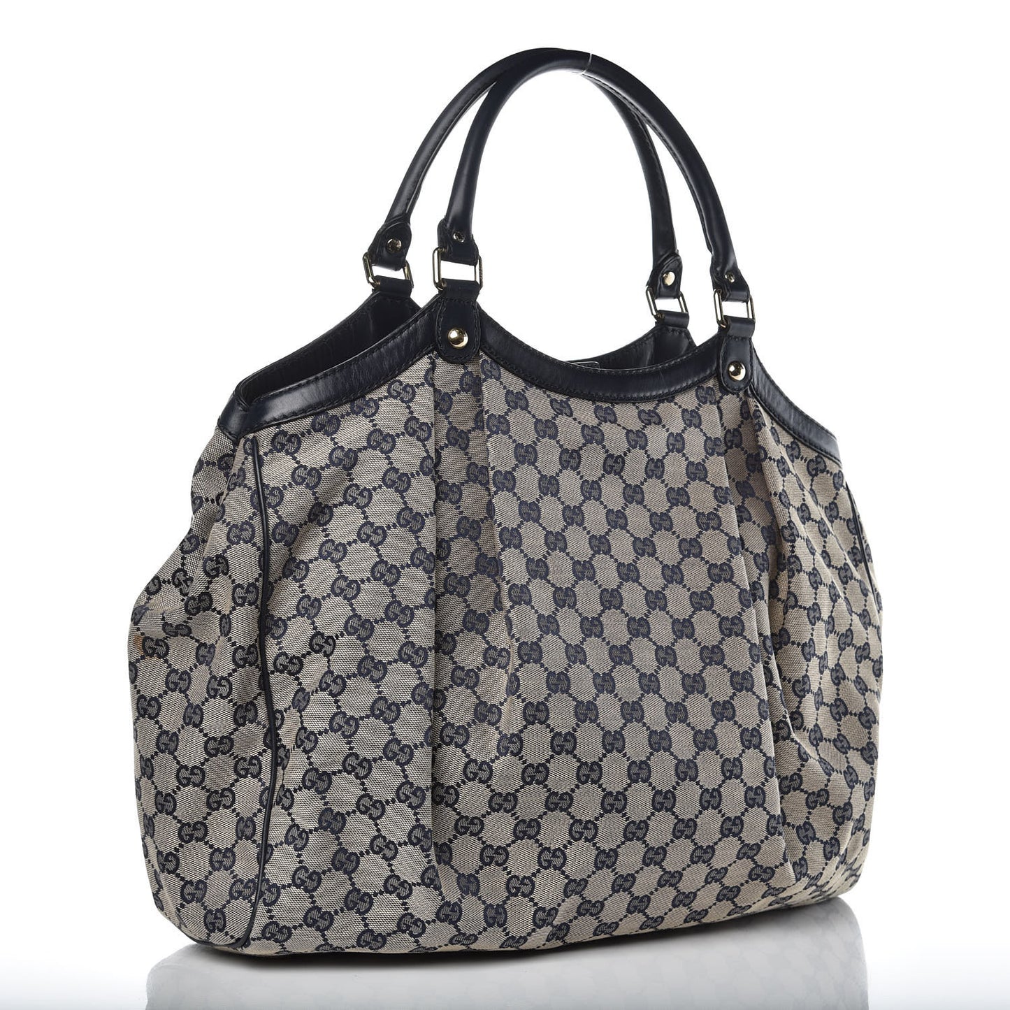 Monogram Calfskin Large Sukey Tote Beige Blue