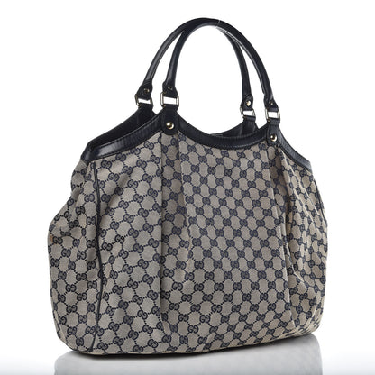 Gucci Monogram Calfskin Large Sukey Tote Beige Blue 3 of 10