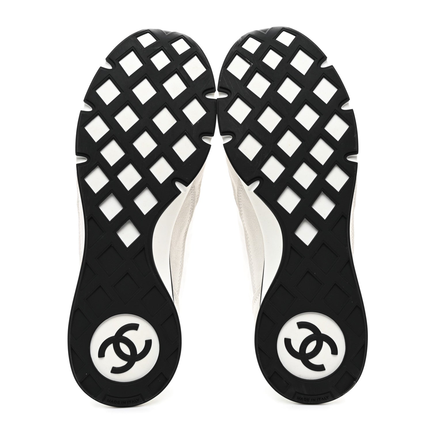 Chanel Nylon Suede Kidskin Calfskin Logo Sneakers 39.5 White Black 5 of 9