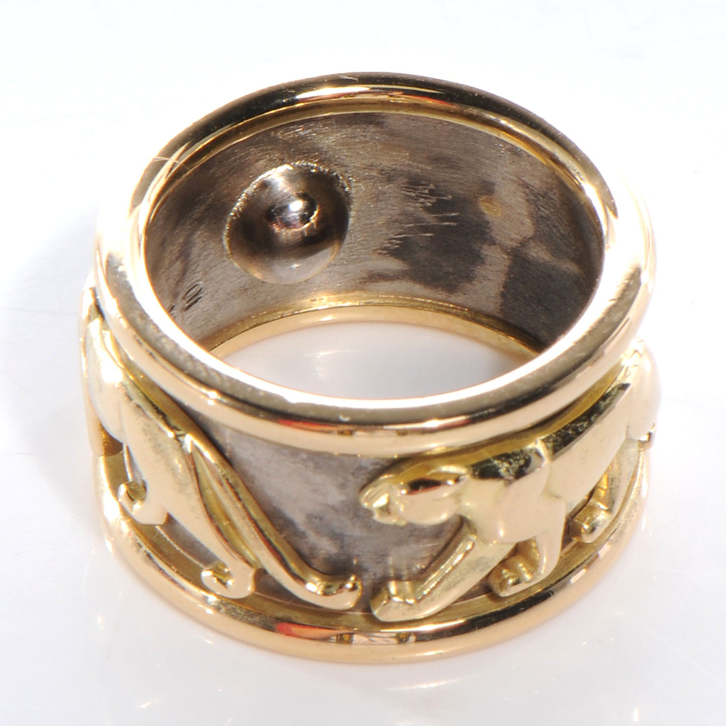 18K White Yellow Gold Panther Ring 49 5