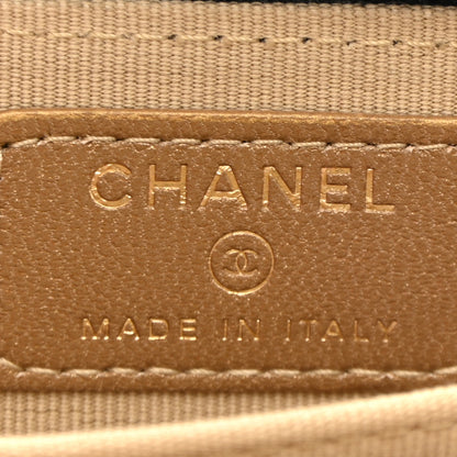 Chanel Lambskin Quilted CC Pearl Crush Zip Card Holder On Chain Black 5 of 10