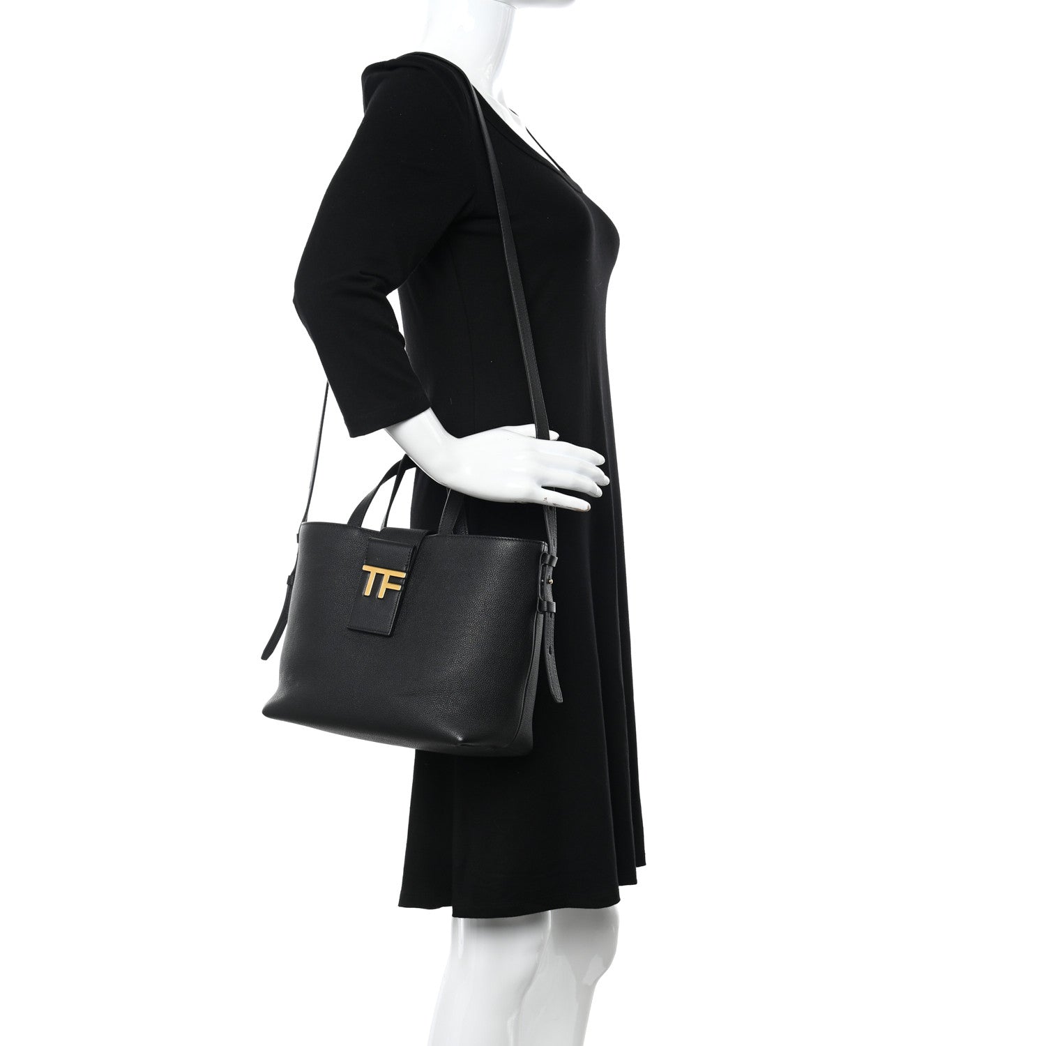 Tom Ford Grained Calfskin Mini TF East West Tote Black 2 of 15