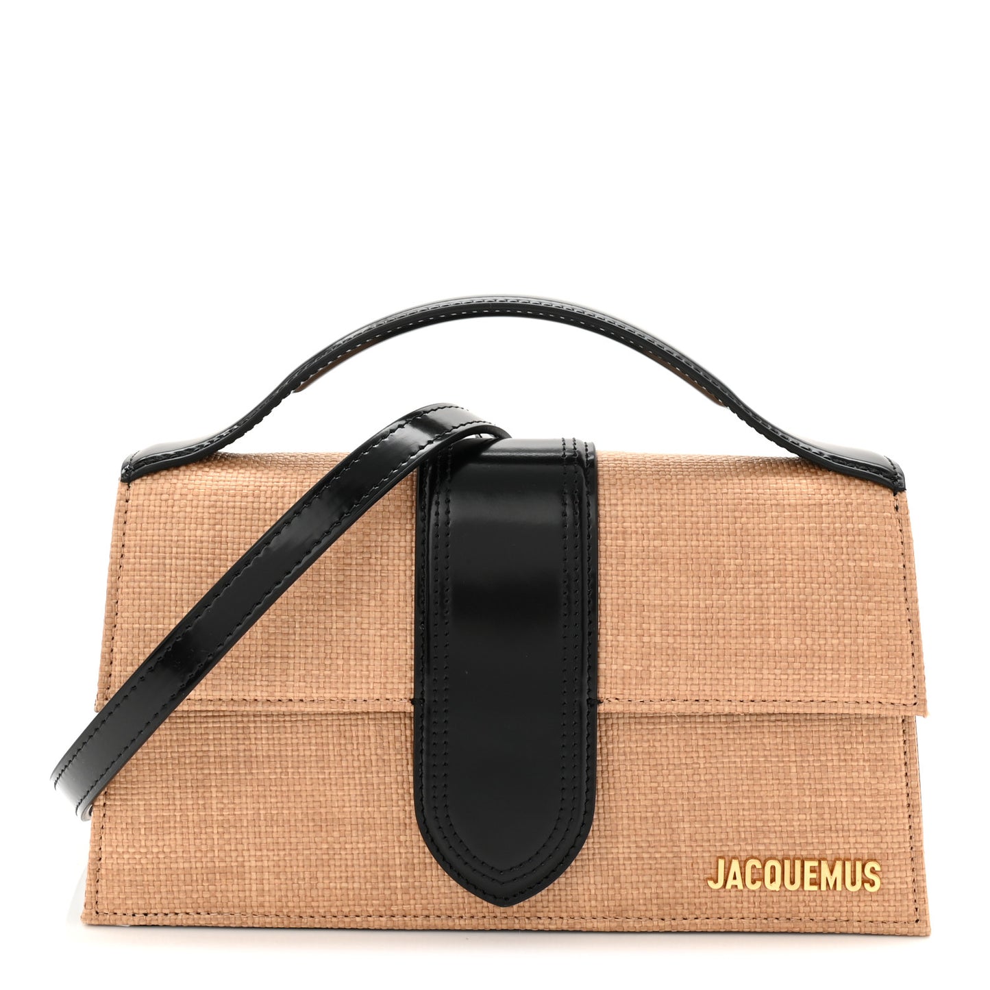 Raffia Smooth Calfskin Le Grand Bambino Natural Dark Brown