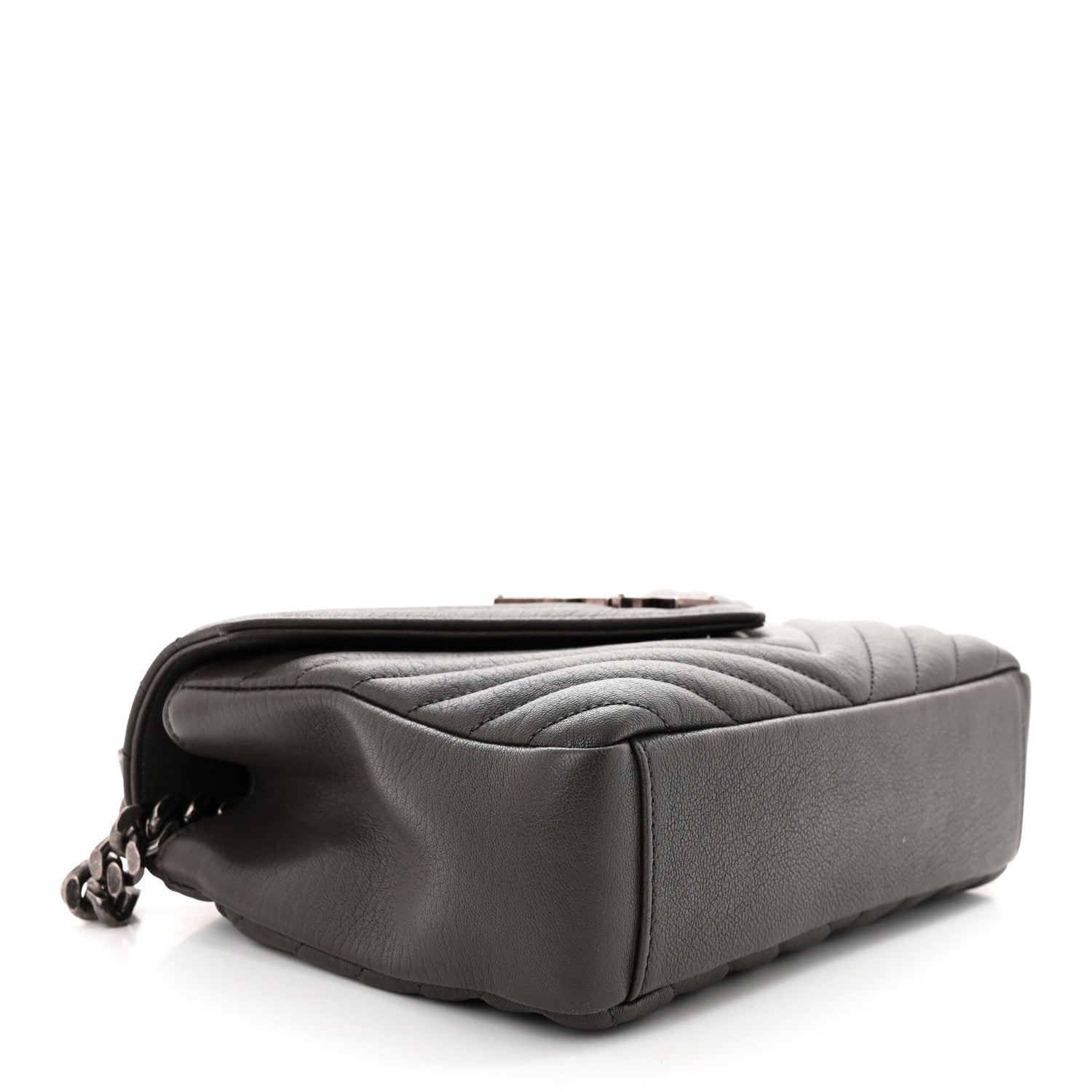 Saint Laurent Sheepskin Matelasse Chevron Monogram Medium College Bag Asphalt 4 of 15