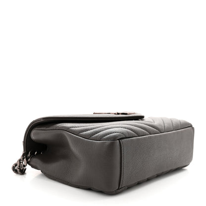 Saint Laurent Sheepskin Matelasse Chevron Monogram Medium College Bag Asphalt 4 of 15