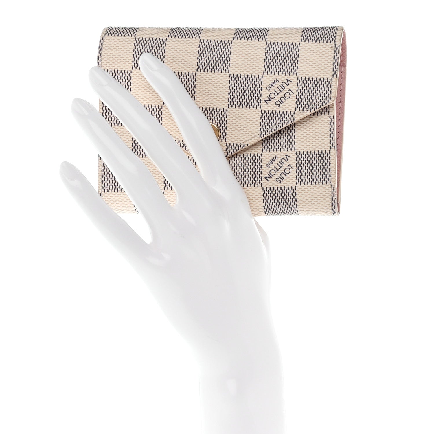 Louis Vuitton Damier Azur Victorine Wallet Rose Ballerine 2 of 6