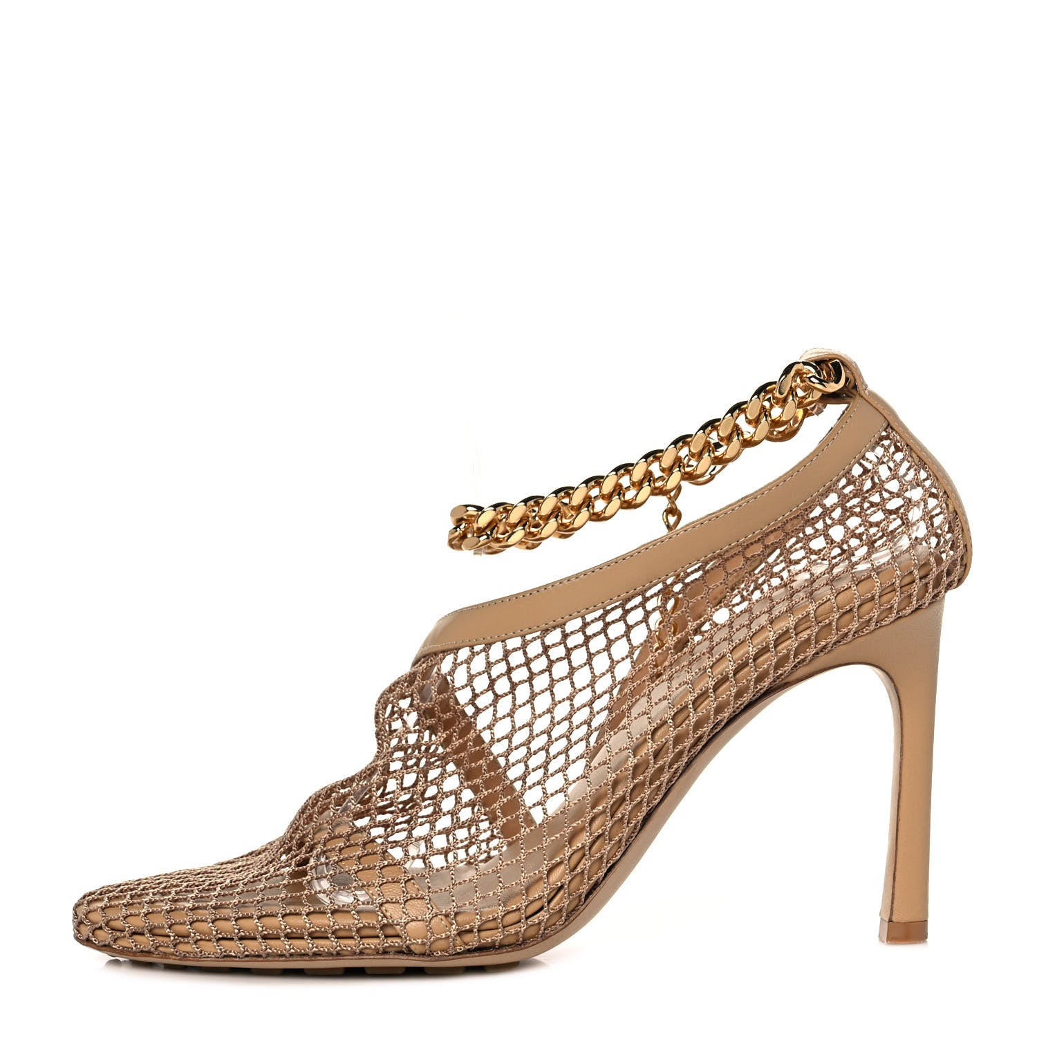Bottega Veneta Mesh Nappa Chunky Chain Sandals 36 Beige Pony 1 of 7