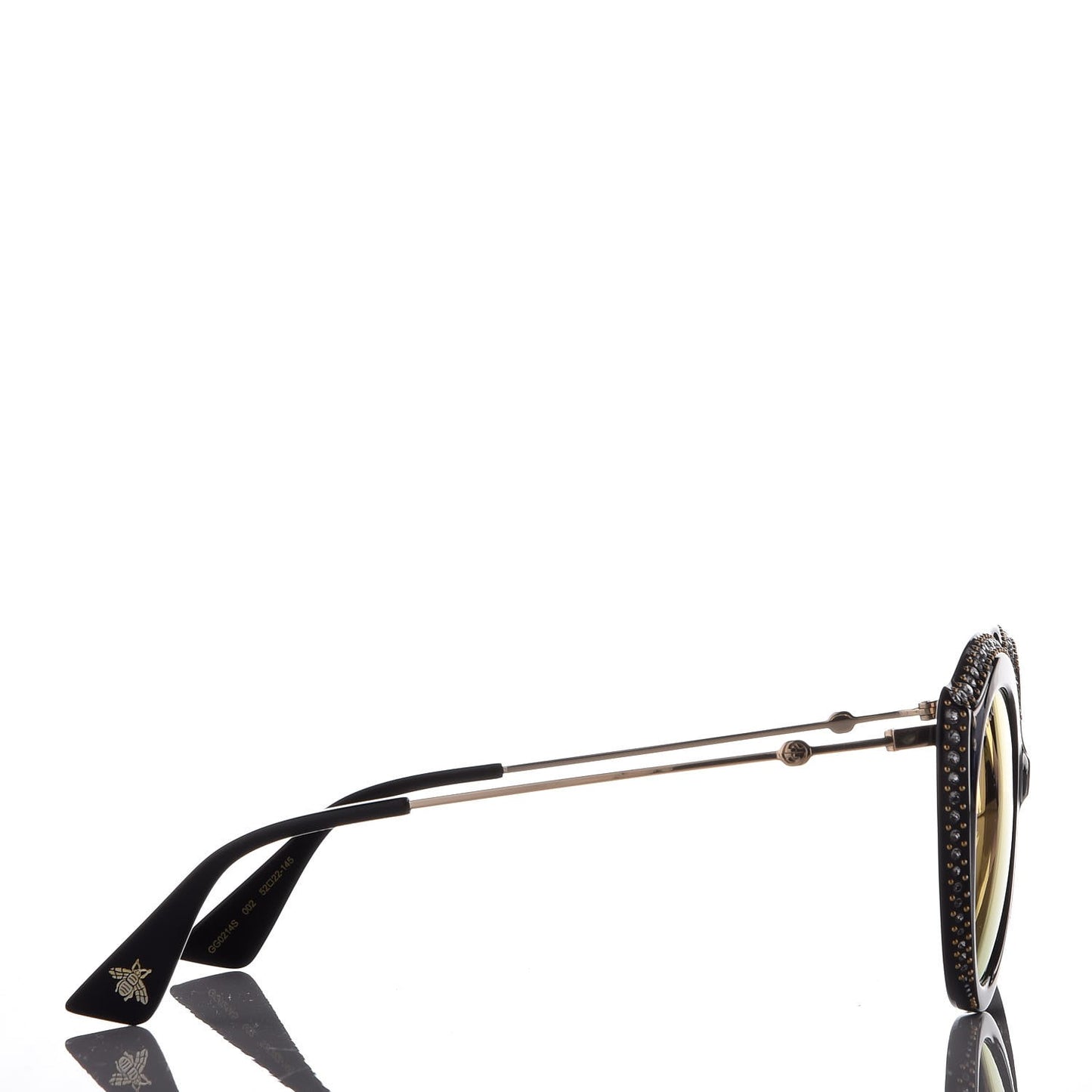 Crystal Cat Eye GG0214S Sunglasses Black Gold Pink