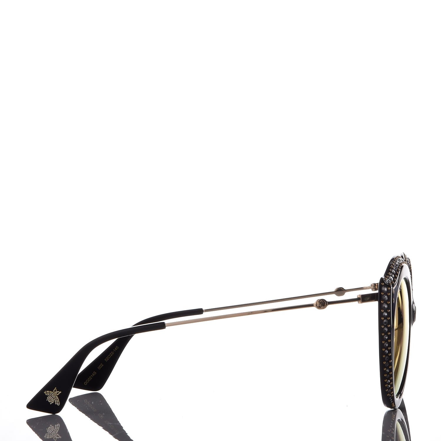 Gucci Crystal Cat Eye GG0214S Sunglasses Black Gold Pink 5 of 10