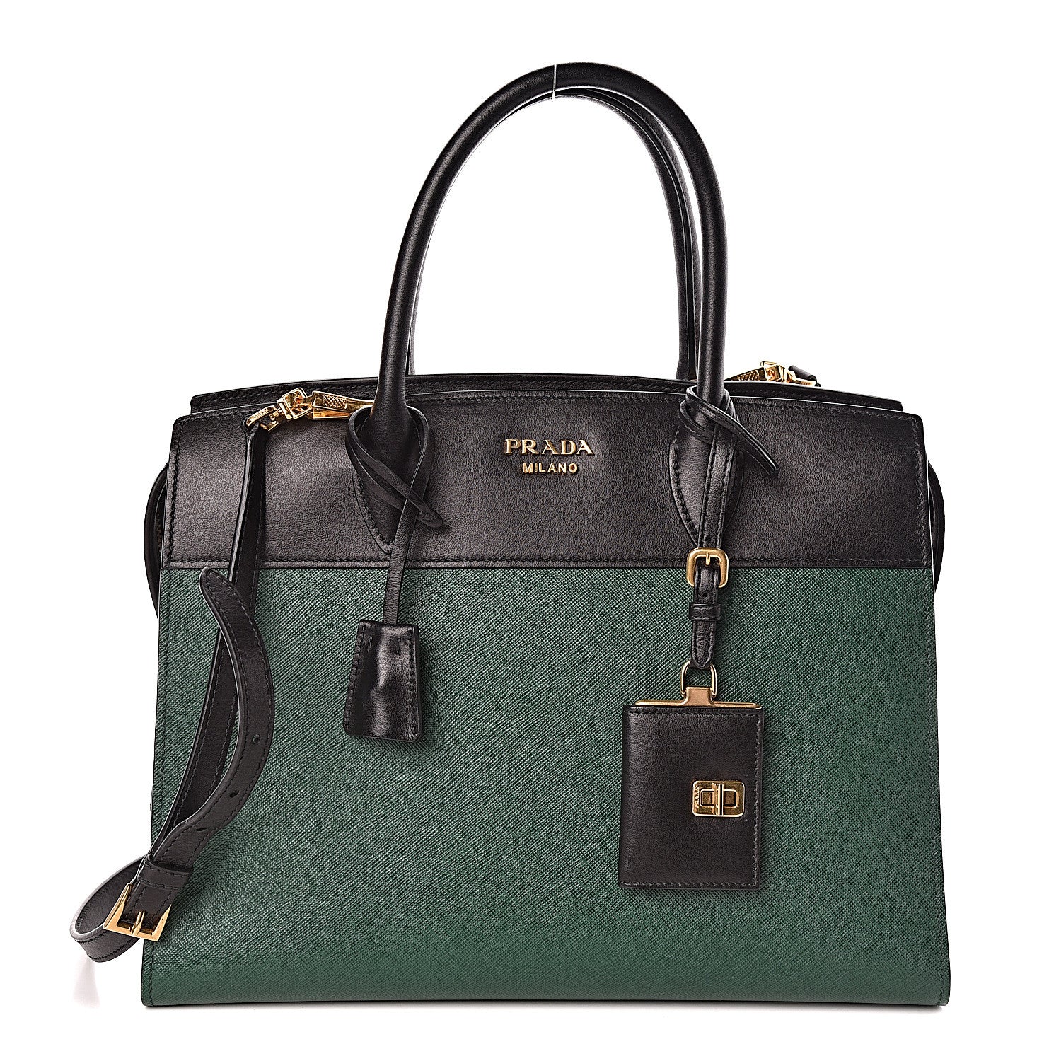 Prada Saffiano City Calf Medium Esplanade Tote Biliardo Black 1 of 11