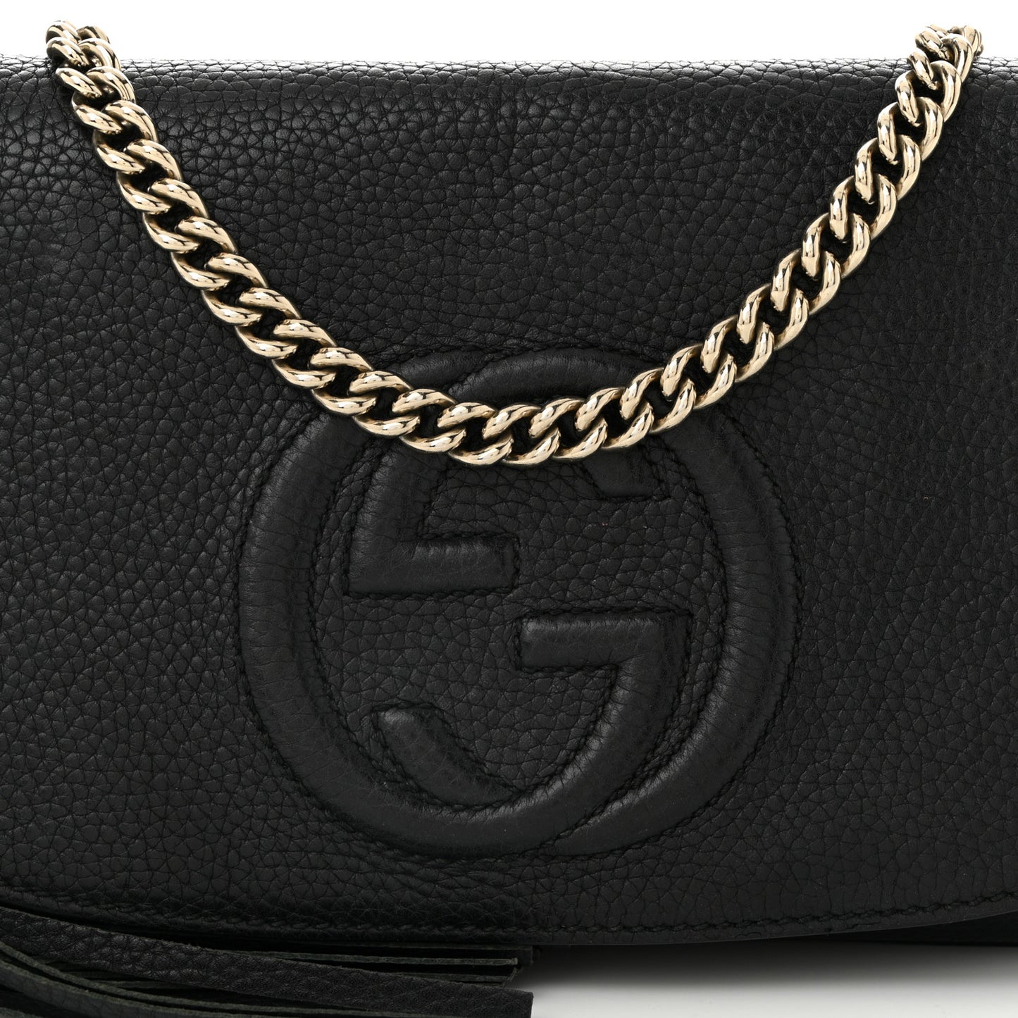 Pebbled Calfskin Medium Soho Flap Crossbody Black