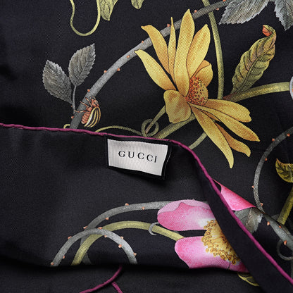 Gucci Silk Floral Flowerwebby Square Scarf Black 4 of 5