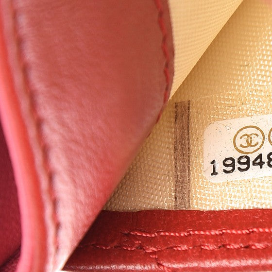 Lambskin Quilted Card Holder Red Pink