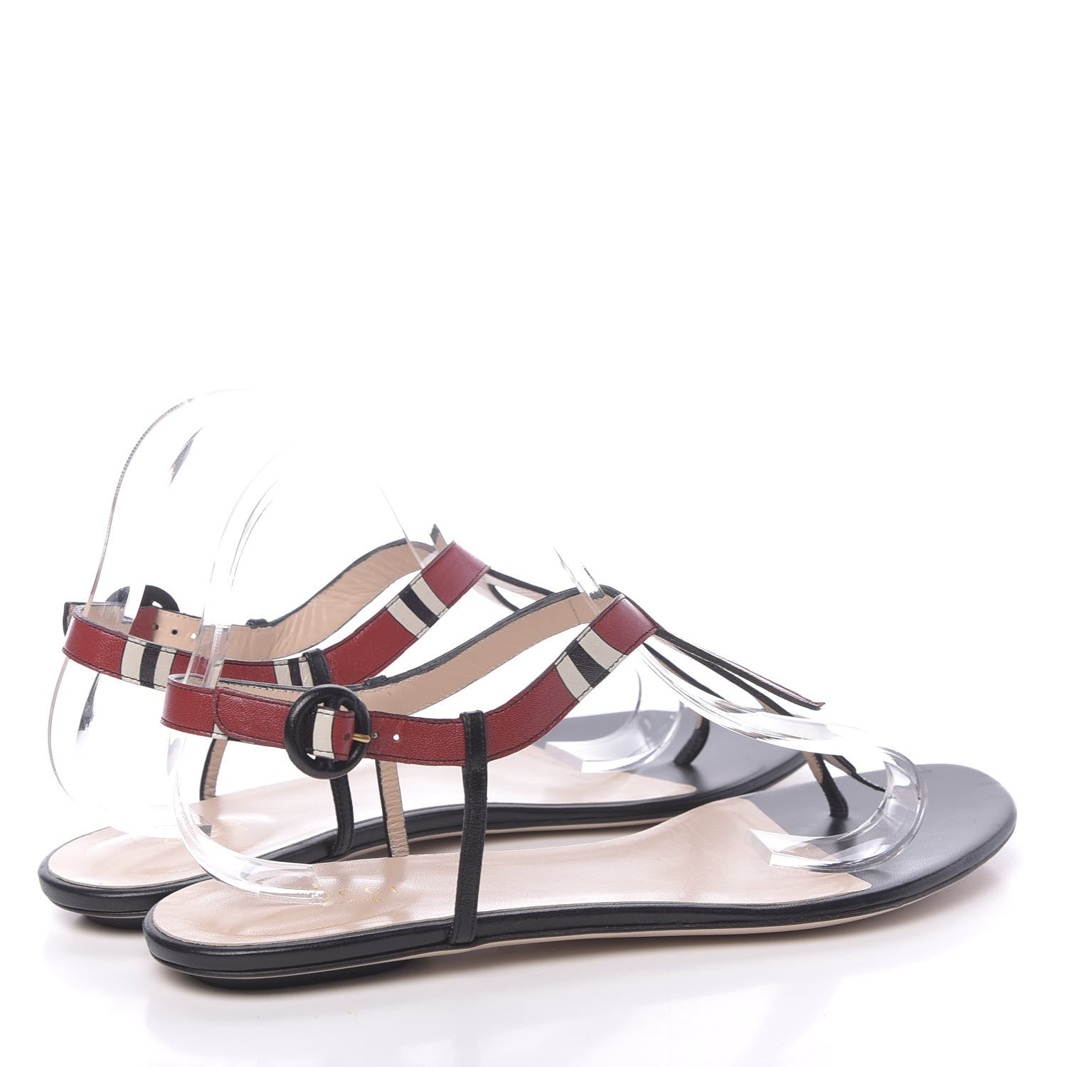 Gucci Calfskin Yoko Snake T-Strap Thong Sandals 40 Black 4 of 9