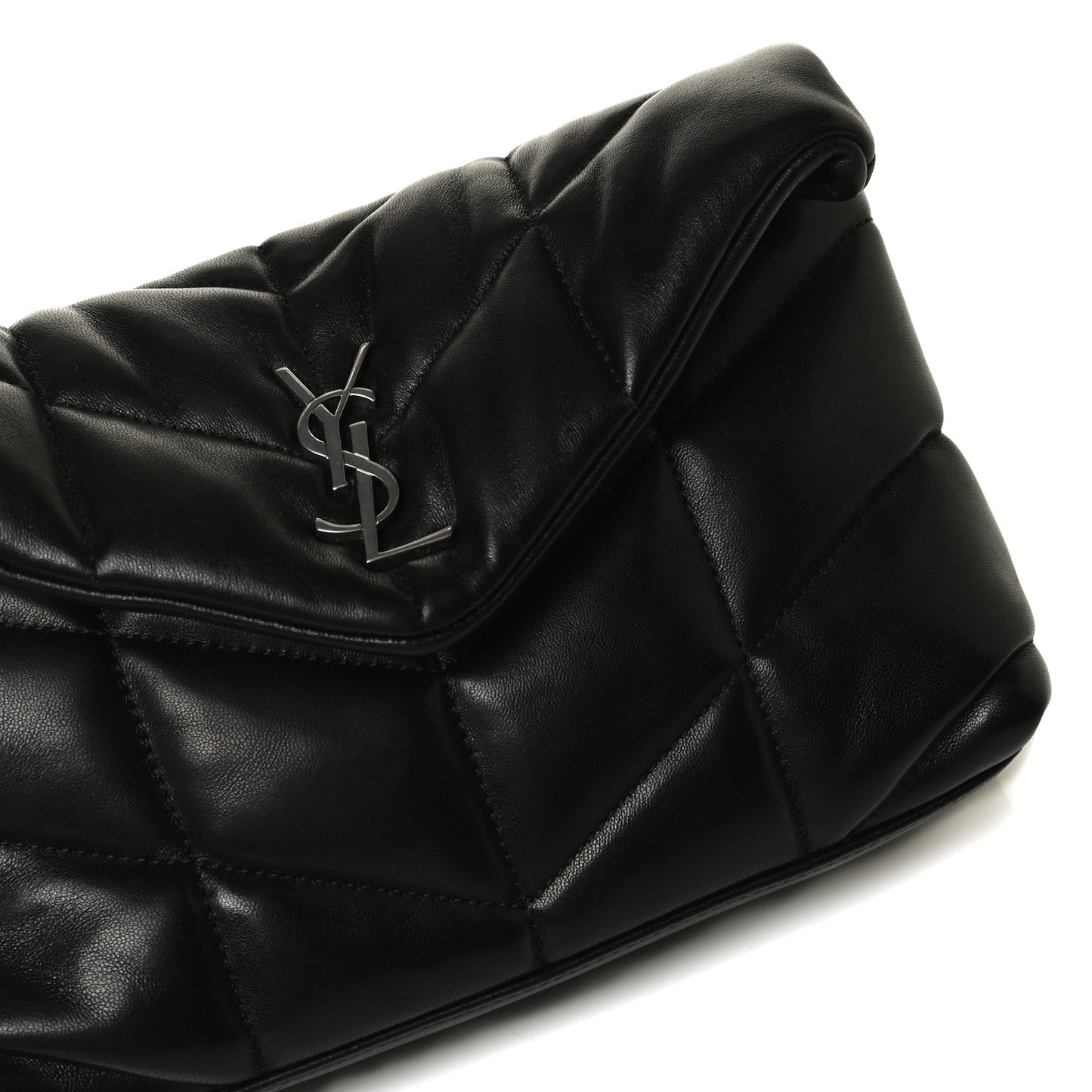 Lambskin Quilted Toy Loulou Puffer Monogram Chain Satchel Black