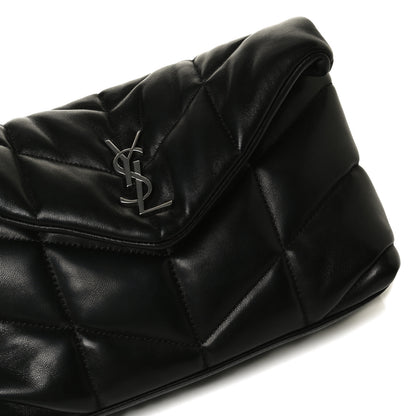 Saint Laurent Lambskin Quilted Toy Loulou Puffer Monogram Chain Satchel Black 15 of 17
