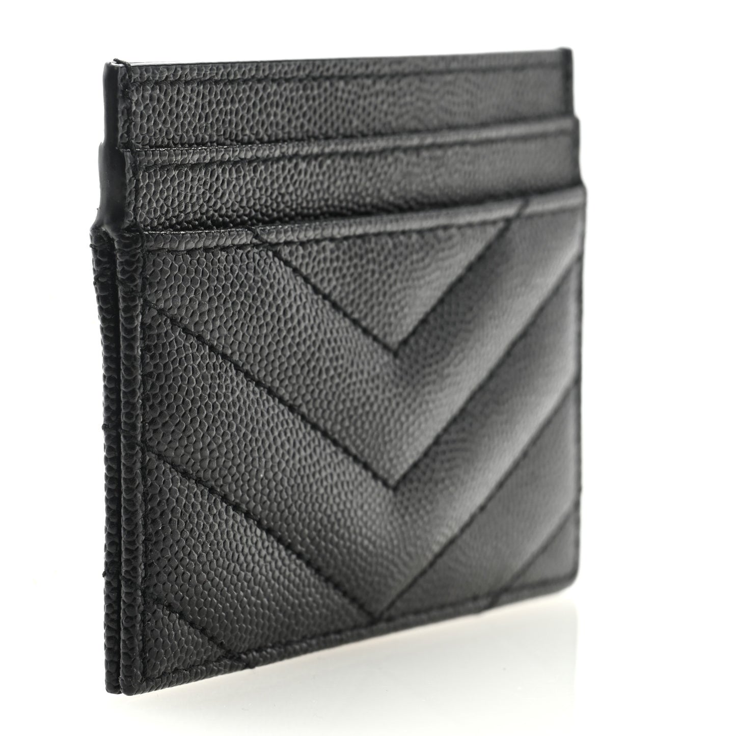 Grain De Poudre Matelasse Chevron Monochrome Monogram Credit Card Case Black