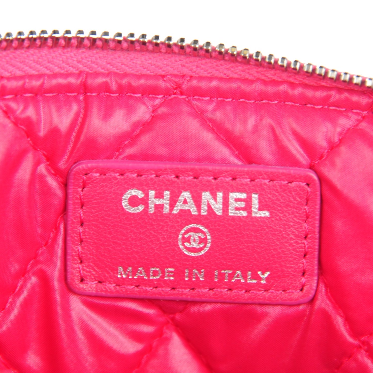 Lambskin Quilted Medium Cosmetic Case Dark Pink