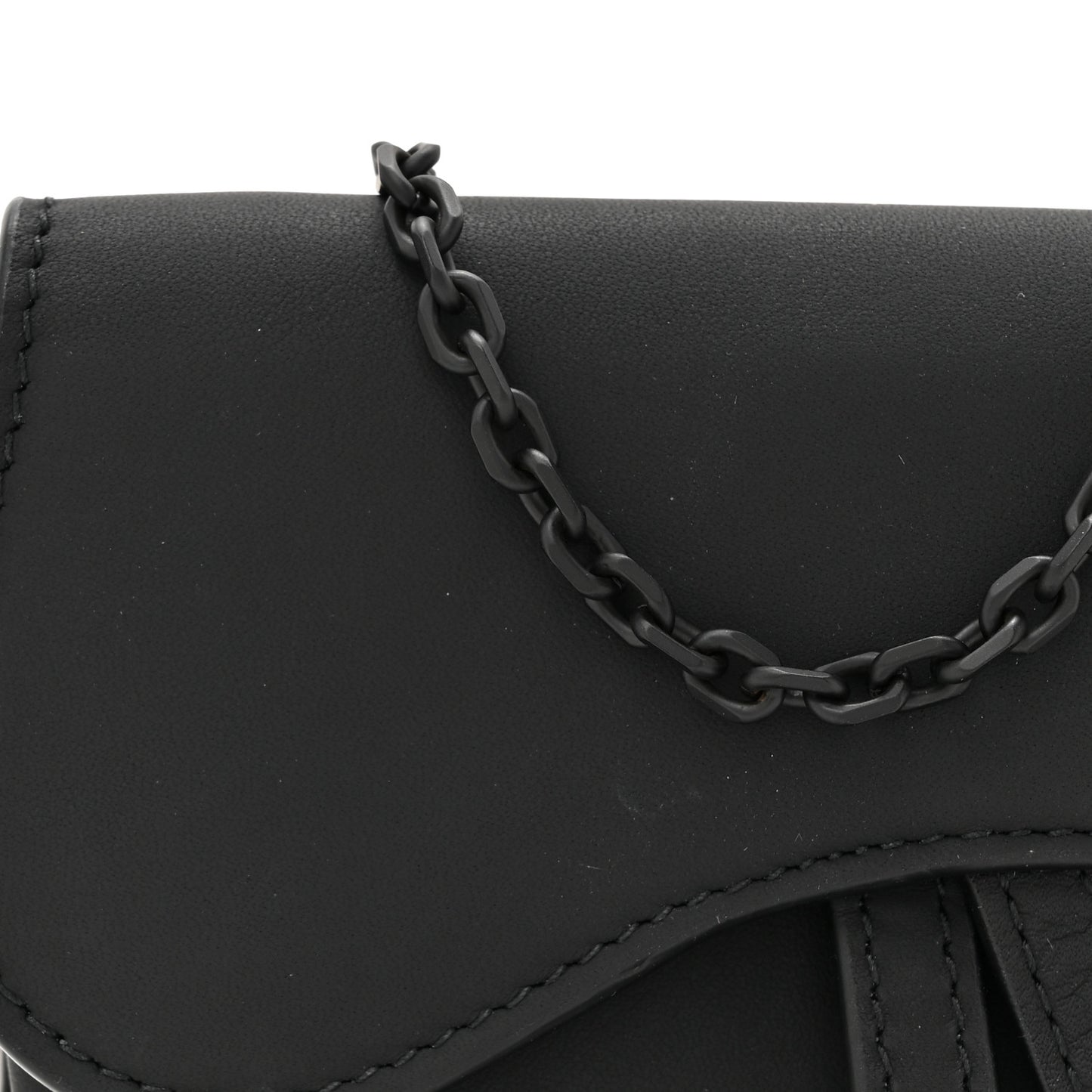 Ultra Matte Calfskin Nano Saddle Chain Pouch Black