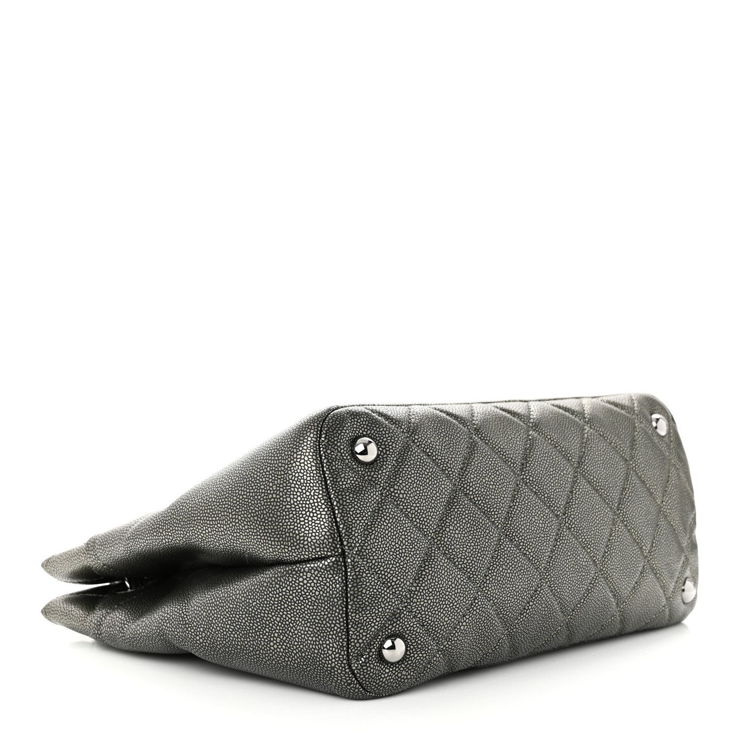 Chanel Metallic Caviar Quilted CC Timeless Tote Dark Silver 4 of 13