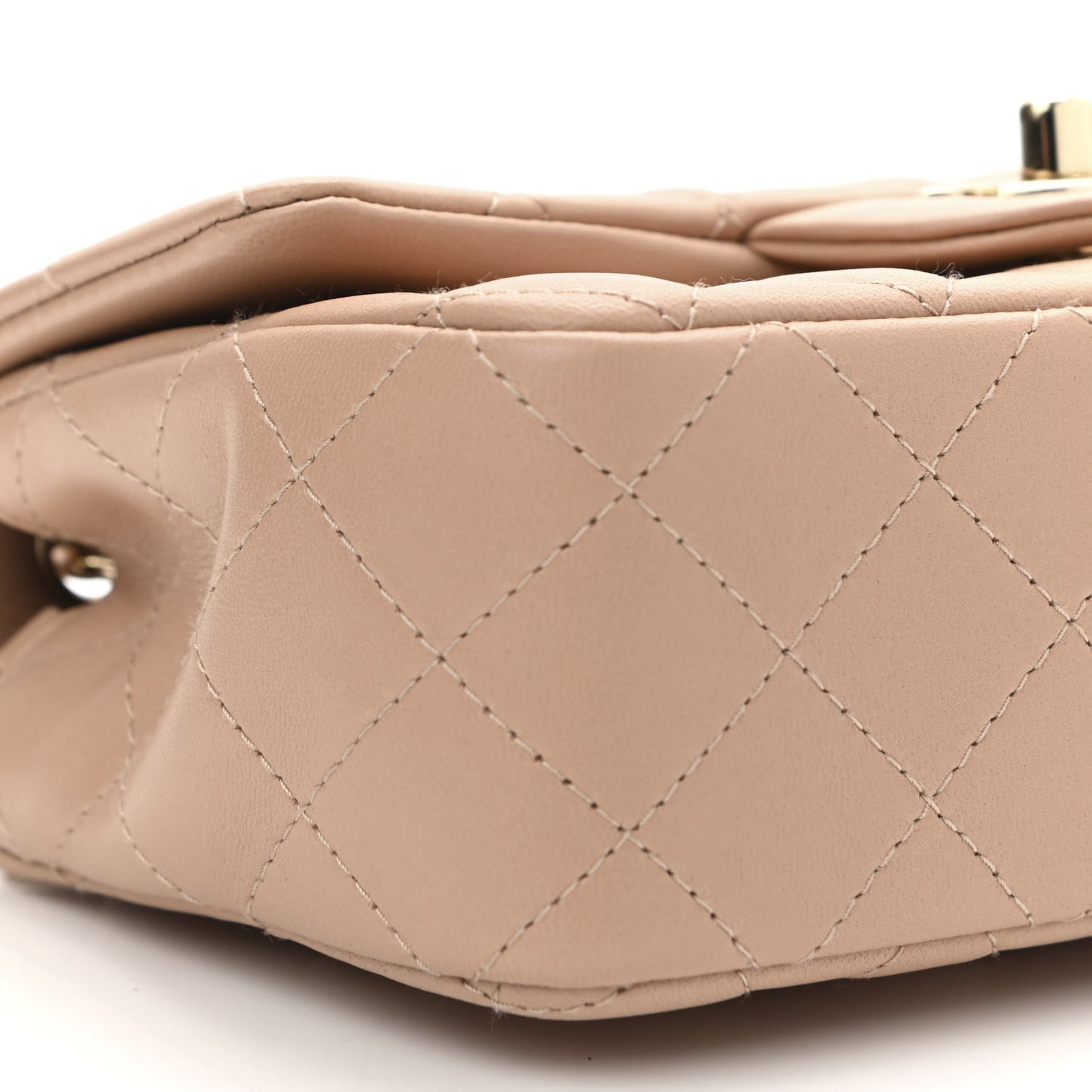 Lambskin Quilted Mini Rectangular Flap Beige