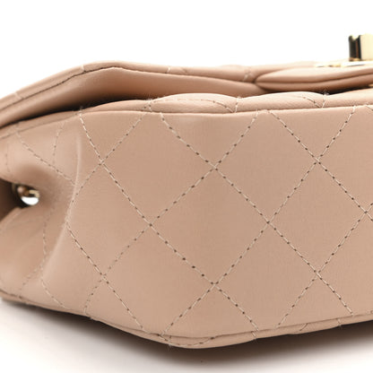 Chanel Lambskin Quilted Mini Rectangular Flap Beige 9 of 12