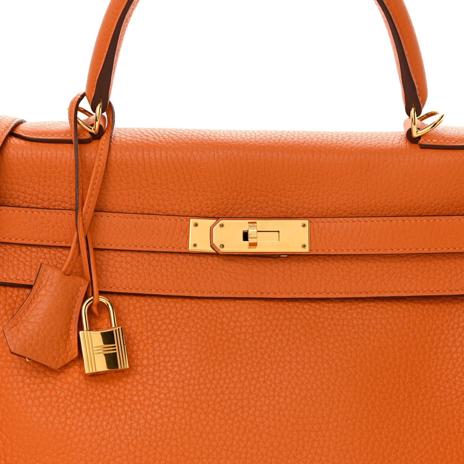 Hermes Taurillon Clemence Kelly Retourne 35 Orange 8 of 10