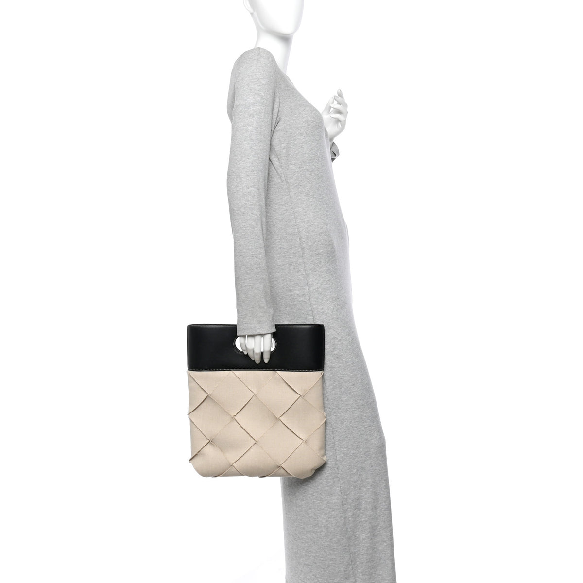 Bottega Veneta Linen French Calfskin Small Slip Tote Natural Black 2 of 11