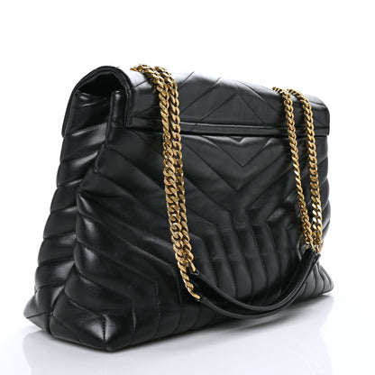 Saint Laurent Calfskin Y Quilted Monogram Large Loulou Chain Satchel Black 2 of 9