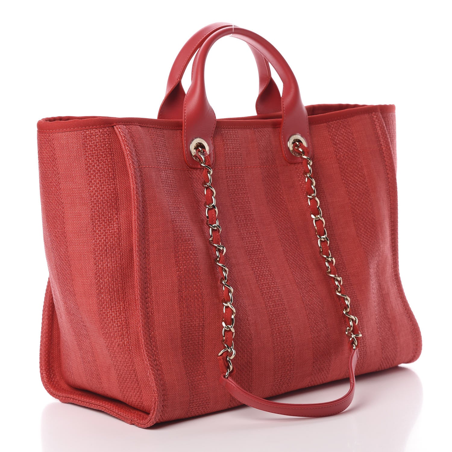 Chanel Mixed Fibers Striped Medium Deauville Tote Red 3 of 12