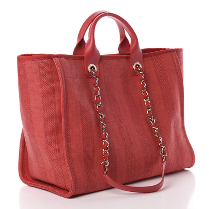 Chanel Mixed Fibers Striped Medium Deauville Tote Red 3 of 12